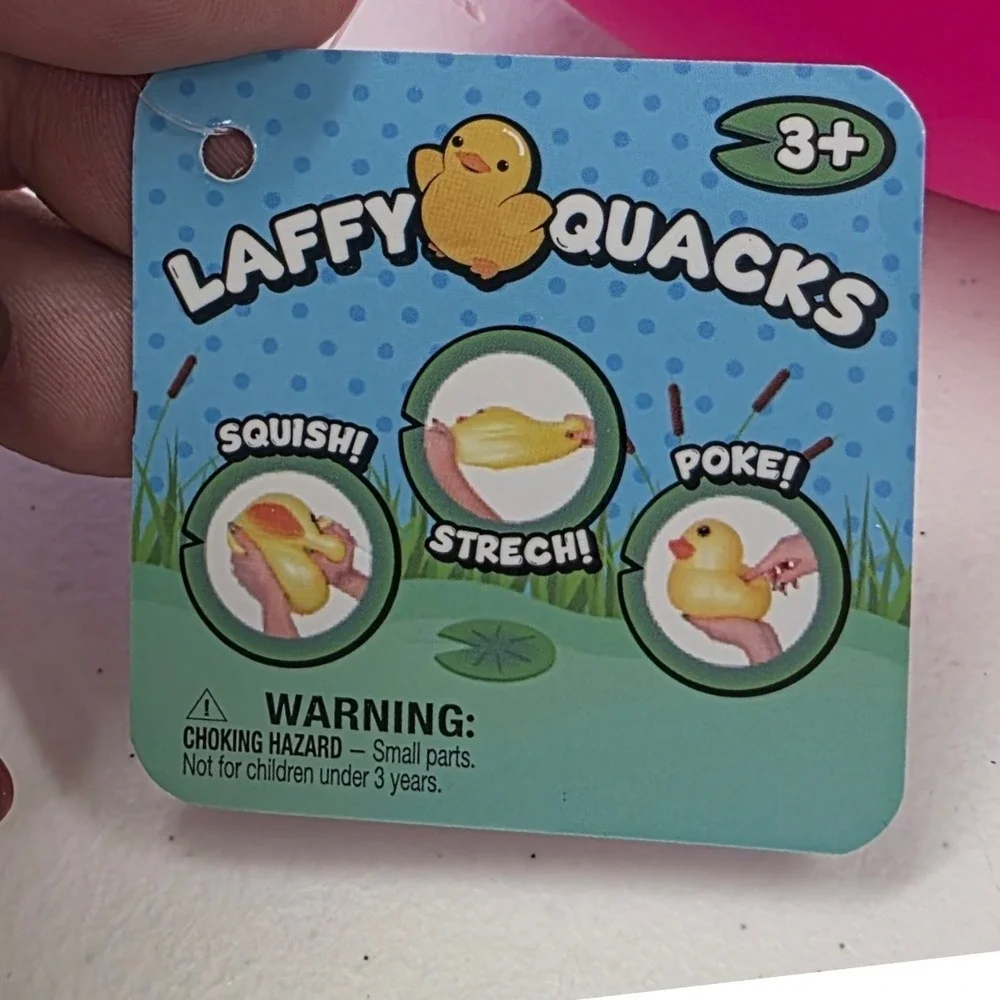 Laffy Quacks Blue Rubber Duck Squish Stretch Sensory Toy Stress Ball Fidget NEW